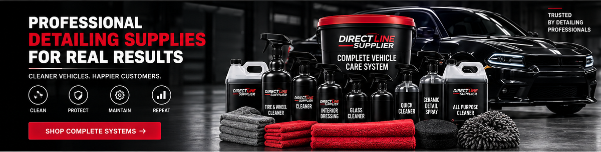 Direct Line Supplier automotive care products in a professional detailing garage
